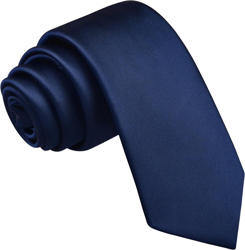 Branduce 2.4"（6cm） Mens Solid Skinny Satin Tie Pure Color Slim Necktie for Business and Wedding - Image 1